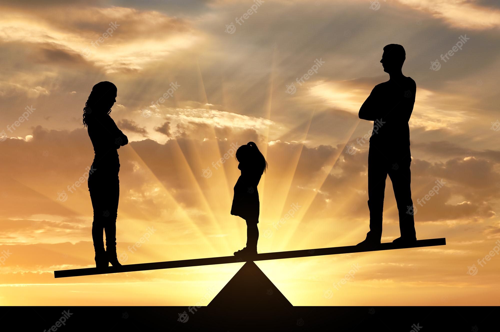 Divorce family silhouette showing imbalance in custody decisions
